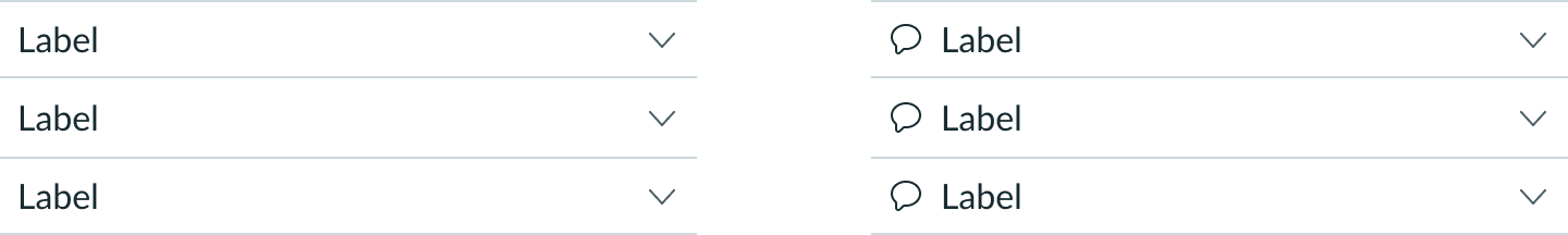 Shows examples of accordions with and without identifying icons associated with the main label
