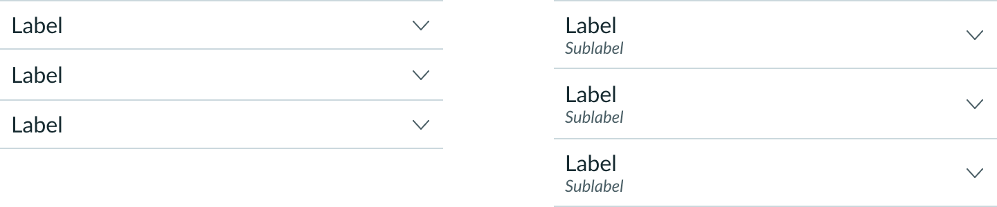 Shows accordion items with captions that provide additional information about the header label