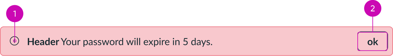 Alert tab order showing callouts on the icon and button.