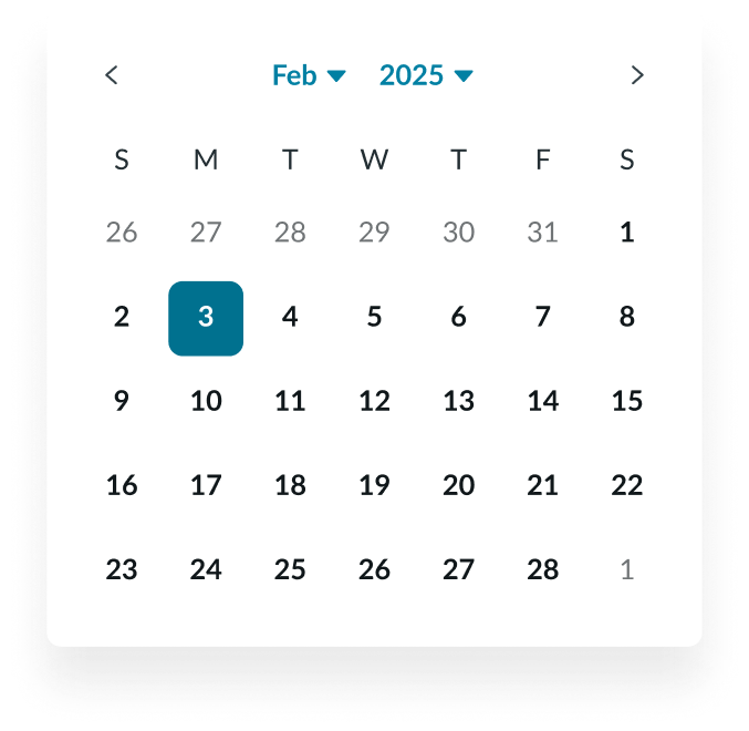 selecting a date with the mini calendar