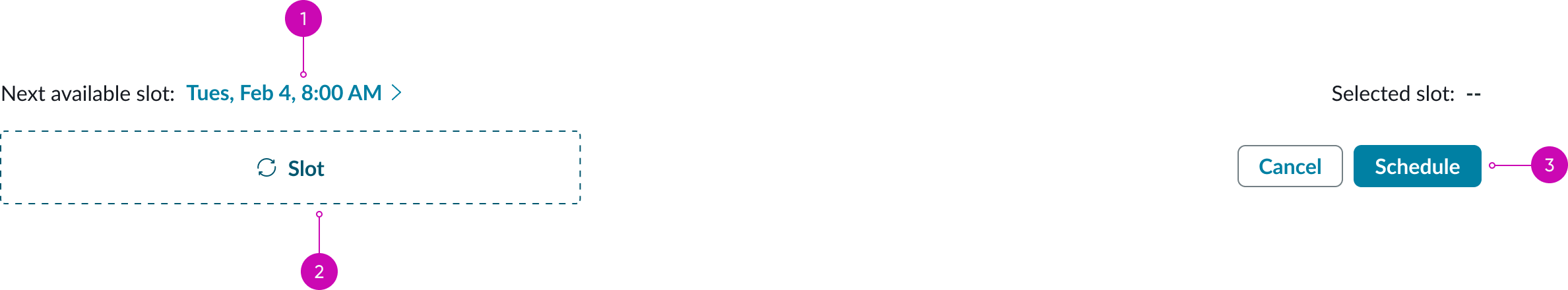 anatomy of the appointment calendar footer