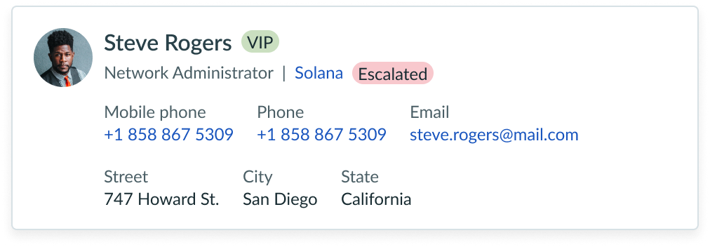 a contact card with an image avatar