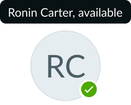 tooltip with full username and status for initials avatar