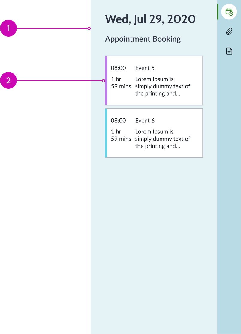 anatomy of the calendar contextual side panel