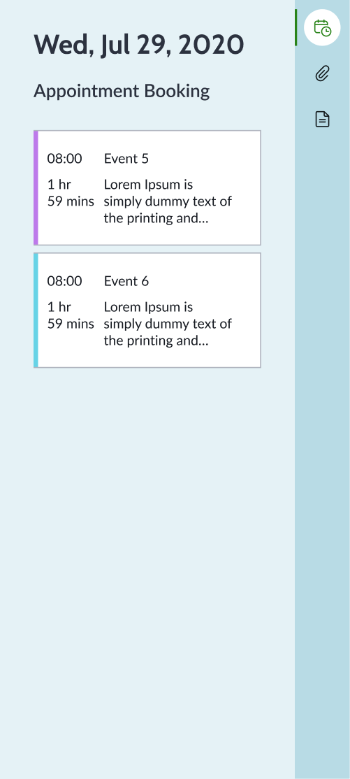 schedules in the calendar side panel