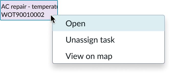 Right click action on the contextual side panel