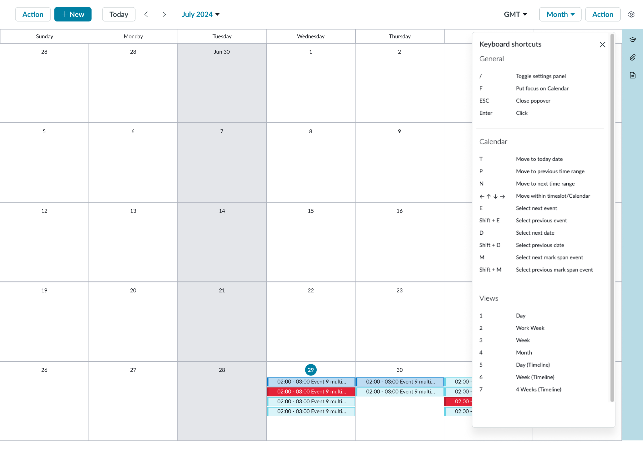 settings menu of keyboard shortcuts