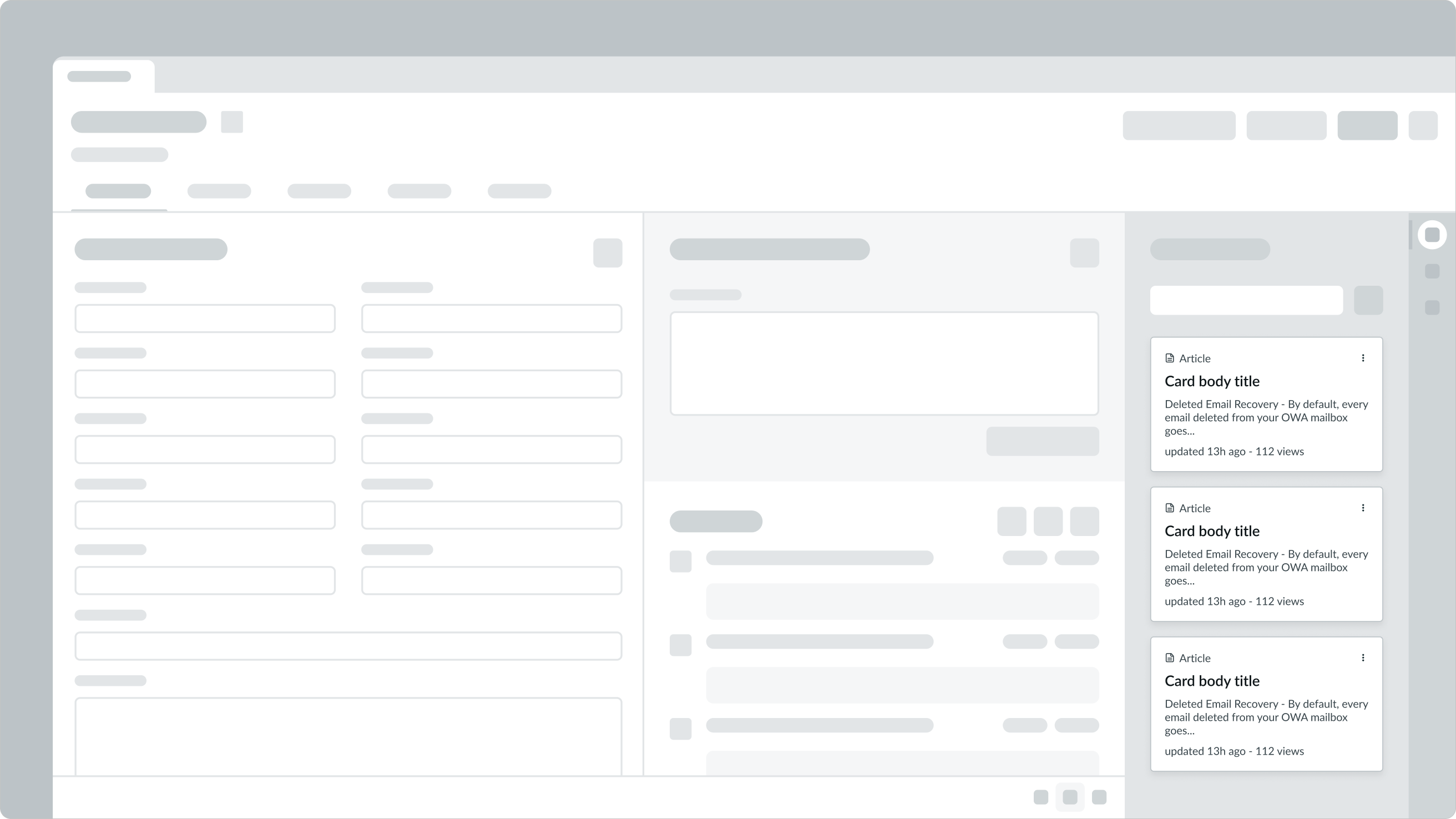 cards in a right column showing summaries of help articles for IT