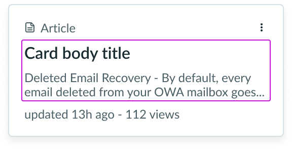 card component using label-value pairs to show info in the content area
