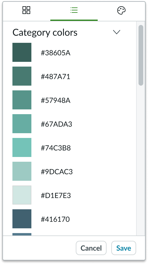 color picker list view