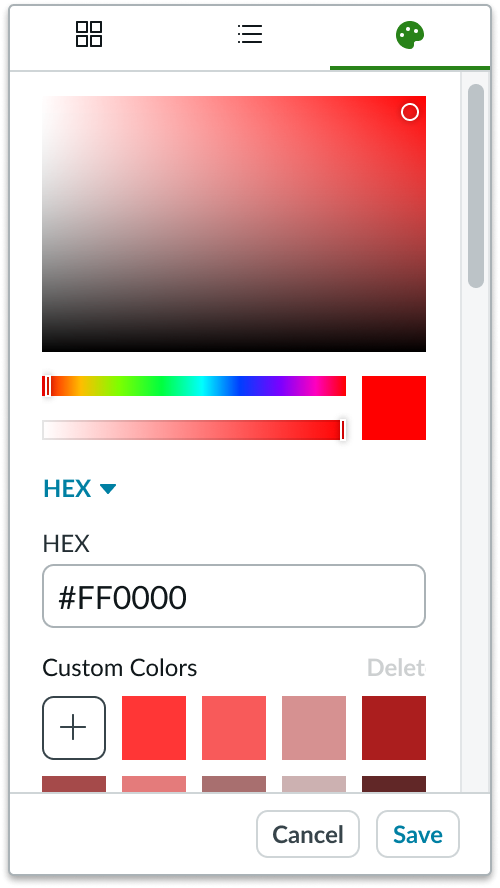 color picker palette view