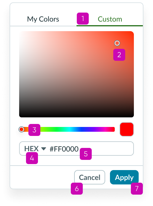 Horizontal stage picker with keyboard tab key order from left to right starting with left stage scrolling arrow button and continuing through each stage and then its action icon button