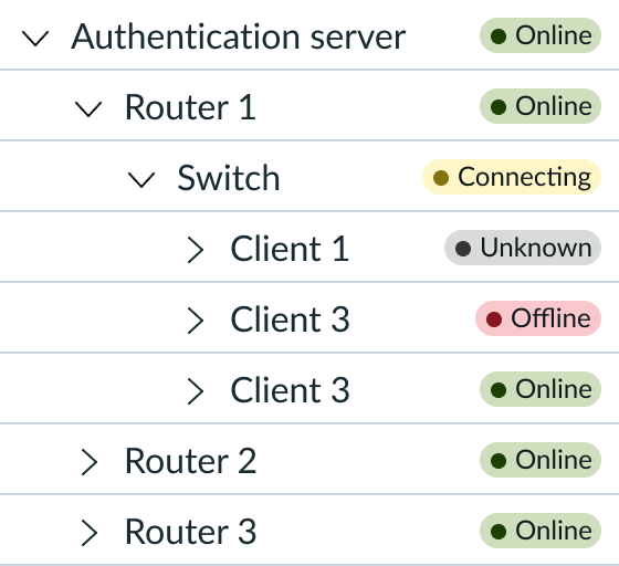 highlighted values to the right of the content tree node label