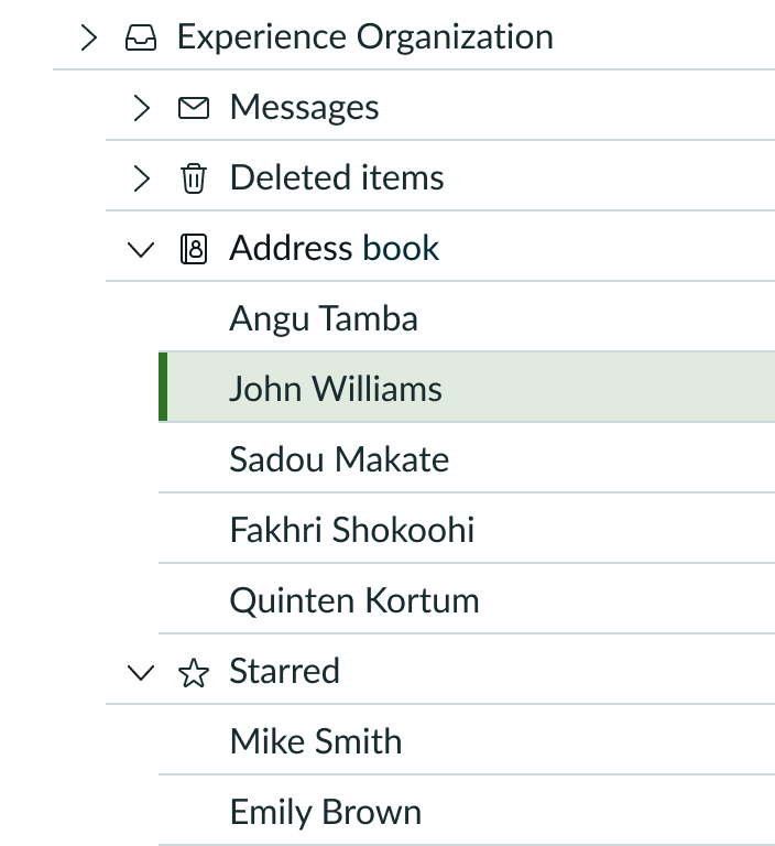 drops node labeled John Williams under Address Book parent node