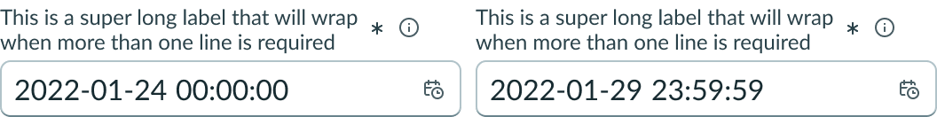 Shows component with wrapped label text