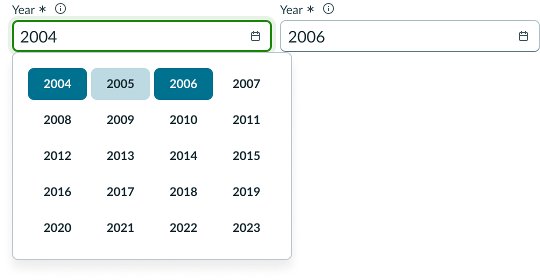 Date-time-interval displaying years.