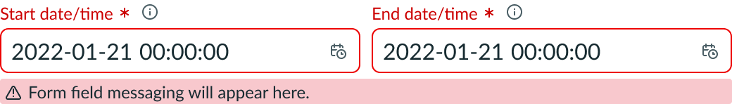 Date-time-interval showing invalid state message when the end date is before the start date.