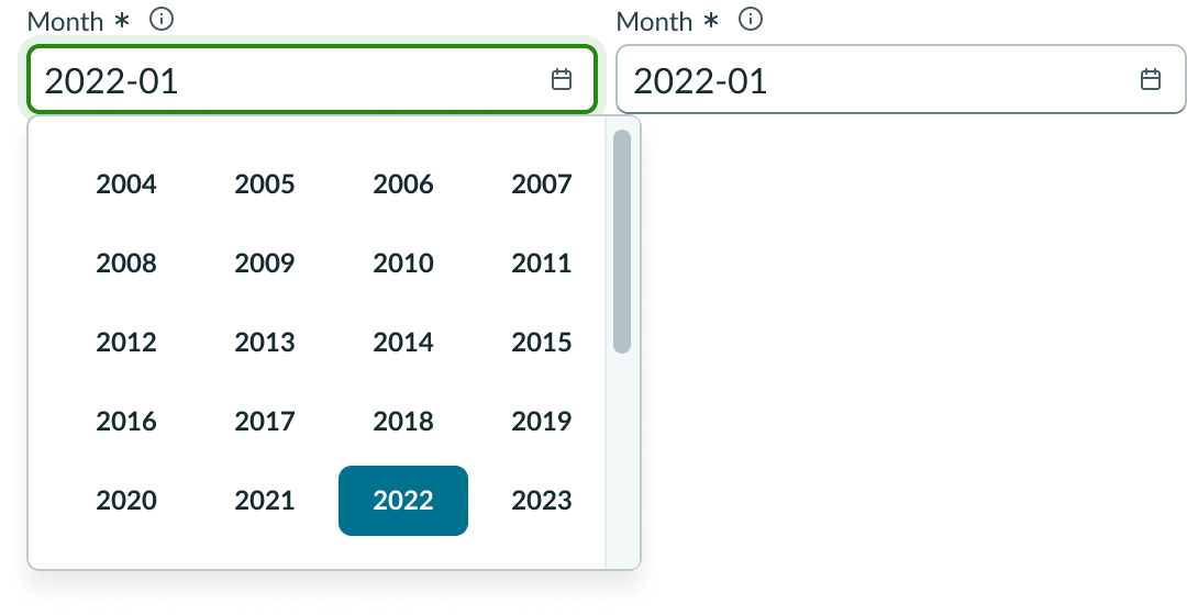 Date-time-interval with vertical scroll bar due to content exceeding container height.