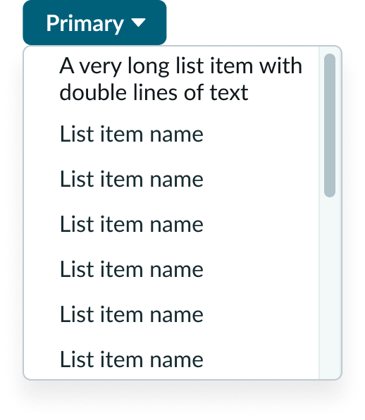 A dropdown list item's text wraps to form two lines.