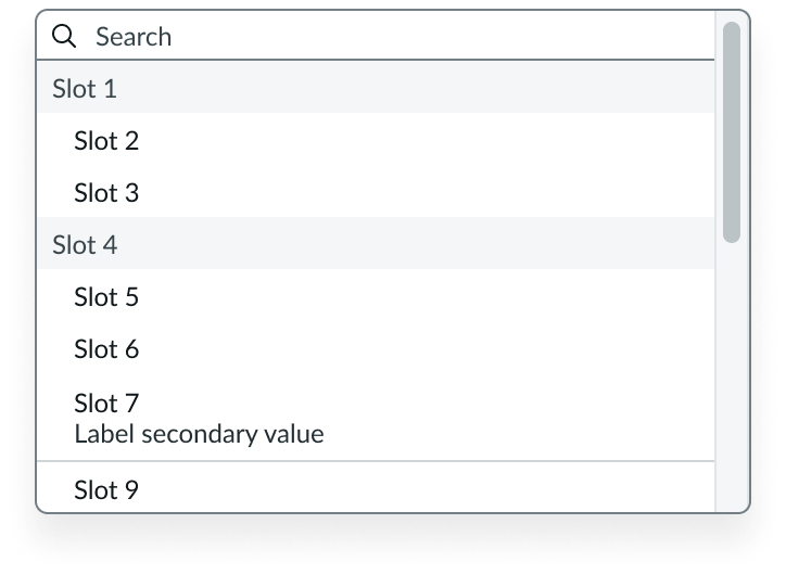 A small size of the dropdown item is displayed
