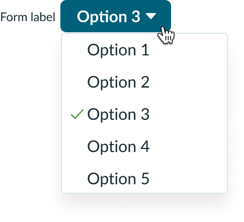 Shows the dropdown in an active state with the list displayed