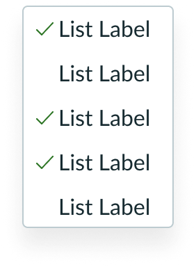 Single panel of flyout menu with selected state icons displayed next to multiple list-items