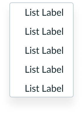 Single panel of flyout menu with no selected state icon displayed next to a list-item