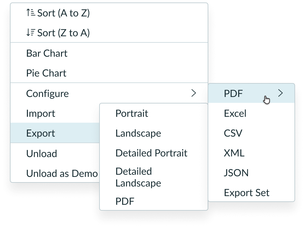 Flyout menu: parent menu, first child menu to the right, second child menu to the left of the first child, overlapping with the parent menu