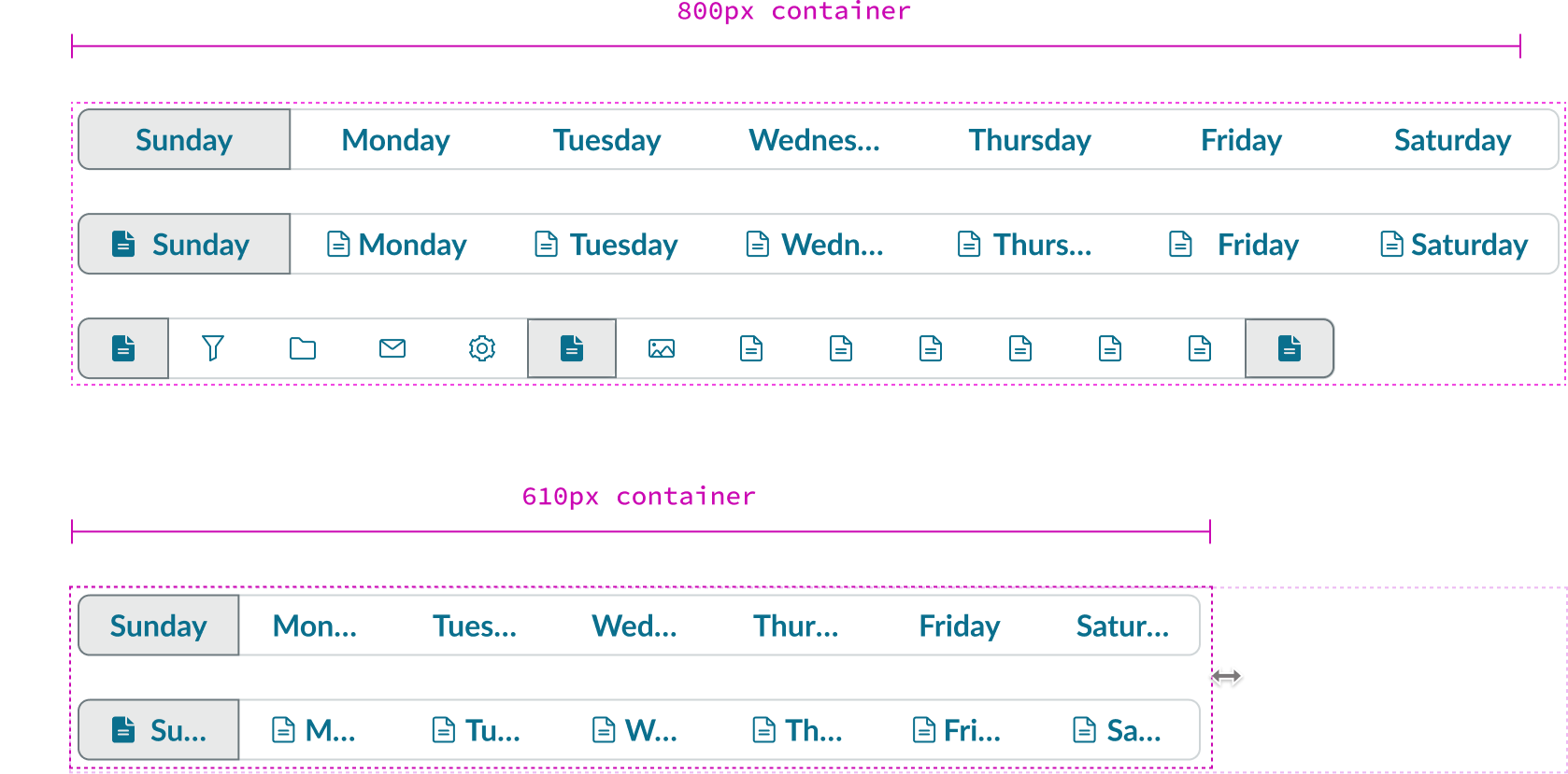 grouped button showing reflow behavior