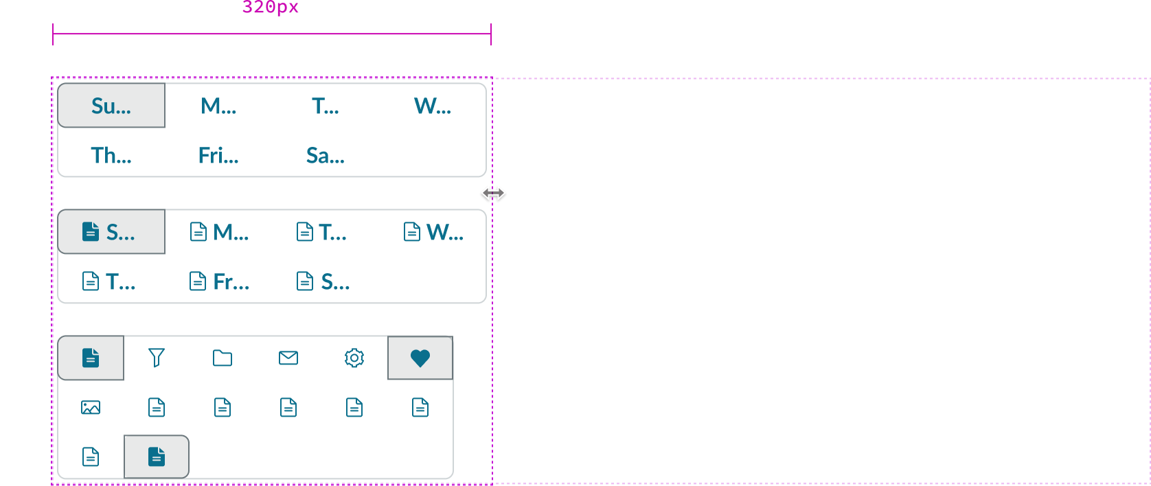 grouped button with the buttons wrapping