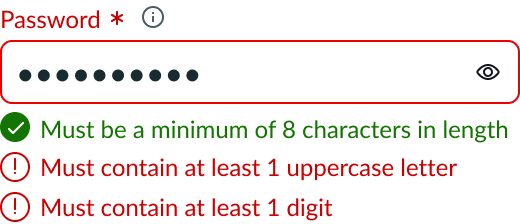 password field message example