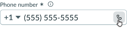 phone number with the ability to call that number by selecting the phone icon