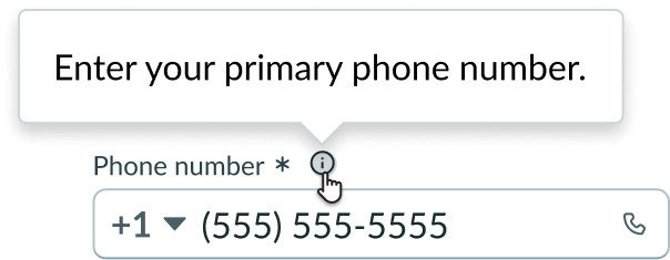hovering over the information icon to display a tooltip with helper text