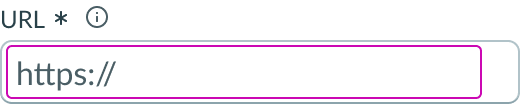 Shows a URL input field containing placeholder text to help a user complete the URL