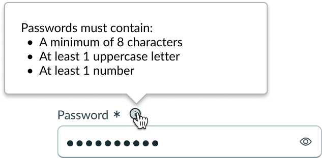Shows field helper text in a popover displaying instructions for completing the input field