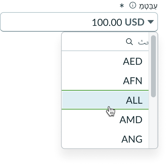 dropdown panel realignment for right-to-left languages