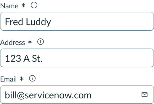 input fields used to collect personal information