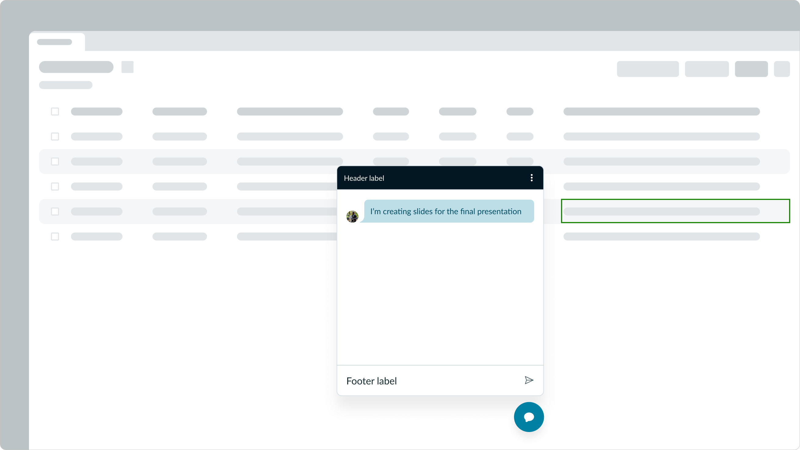 modeless dialog used for chat feature
