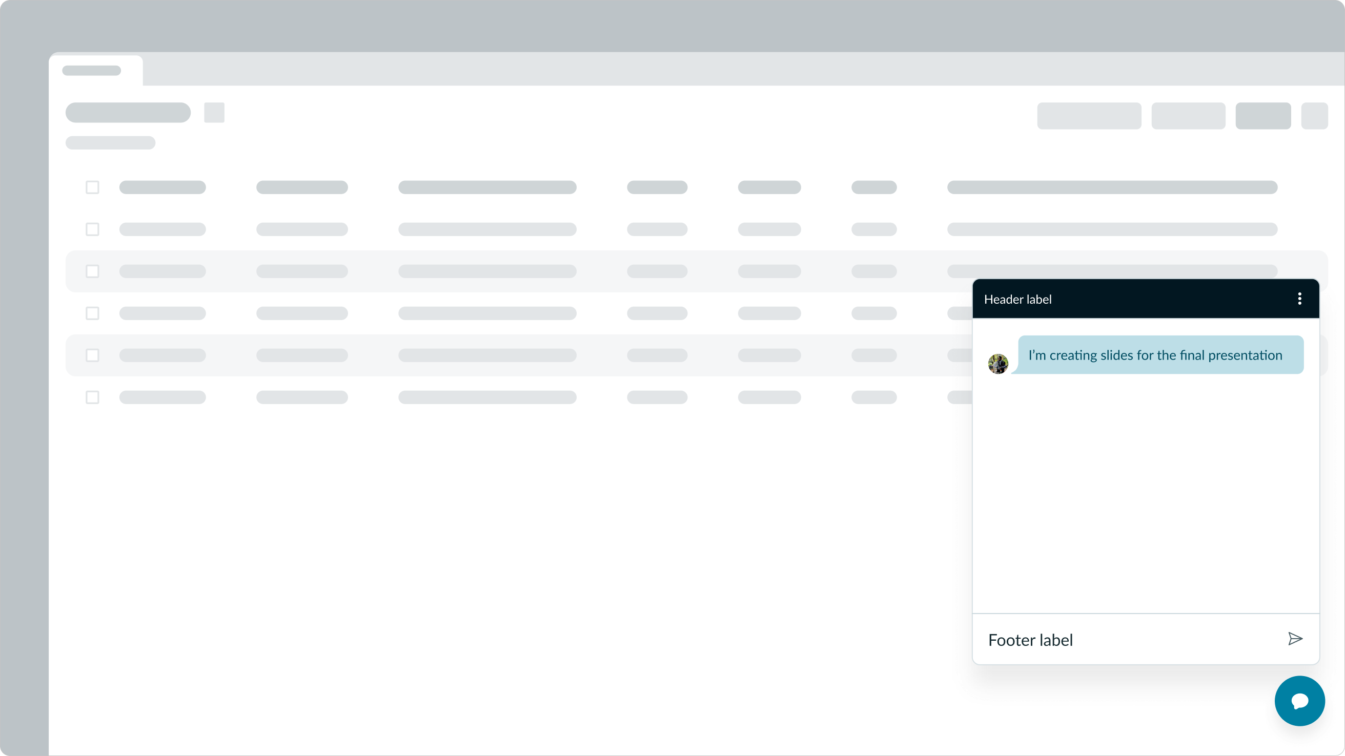 modeless dialog used for chat feature