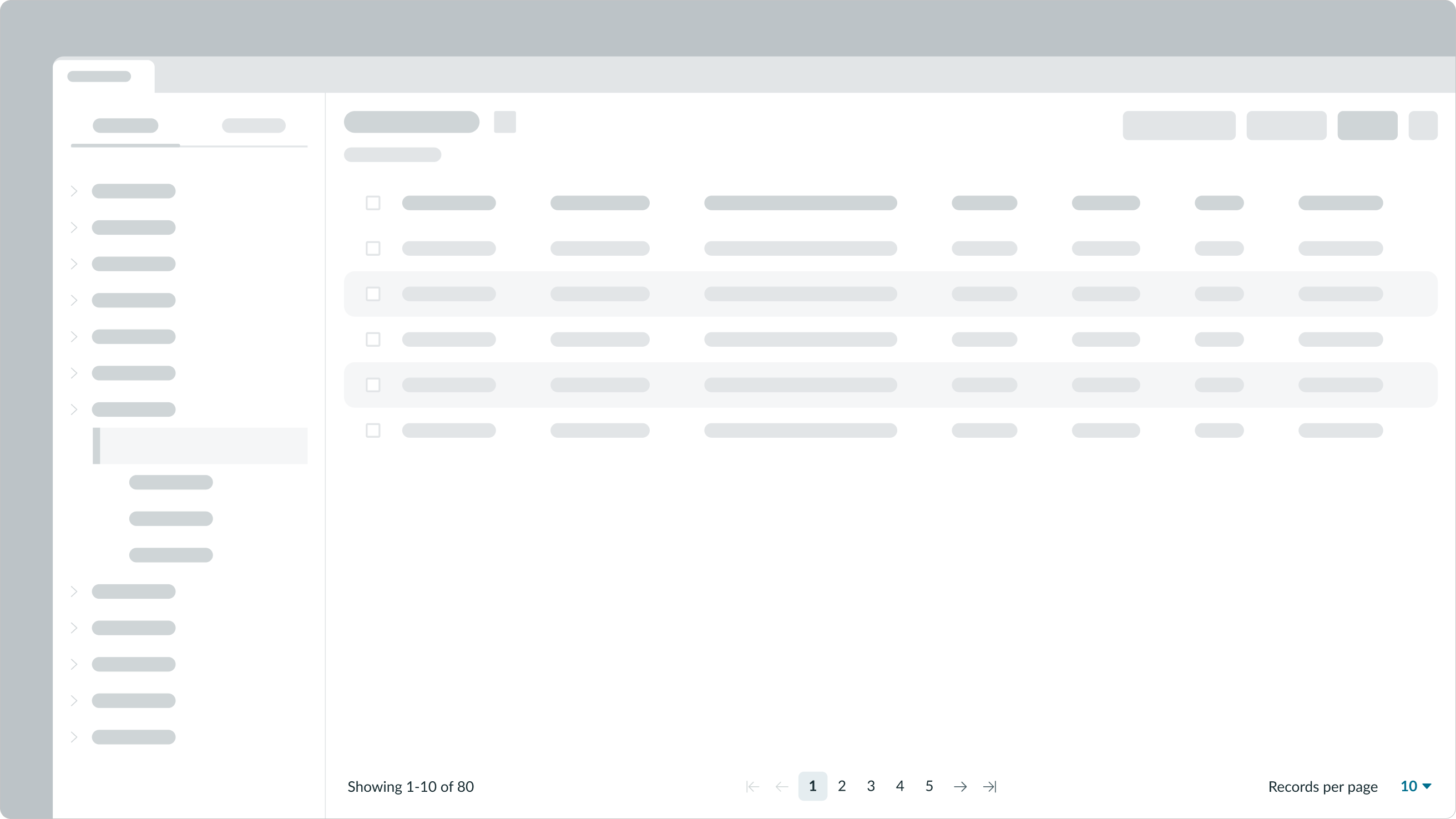 simple list with single page numbers and left and right arrows in pagination control