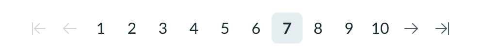 pagination control with page 6 selected among 10 page numbers