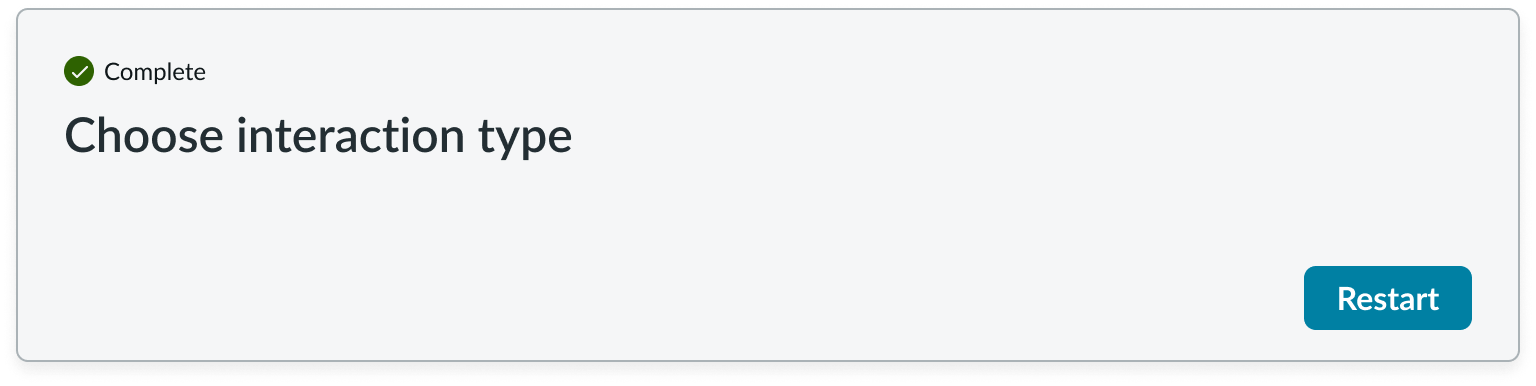 Completed activity showing data as text and Restart button selectable