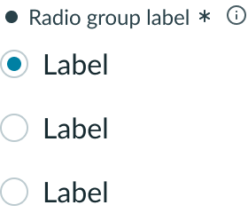 This example shows an unsaved field indicator appearing next to the radio group label.