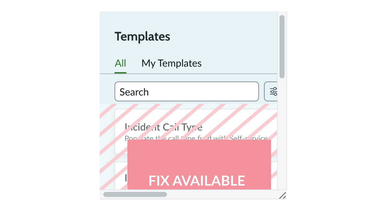  template component within a small container