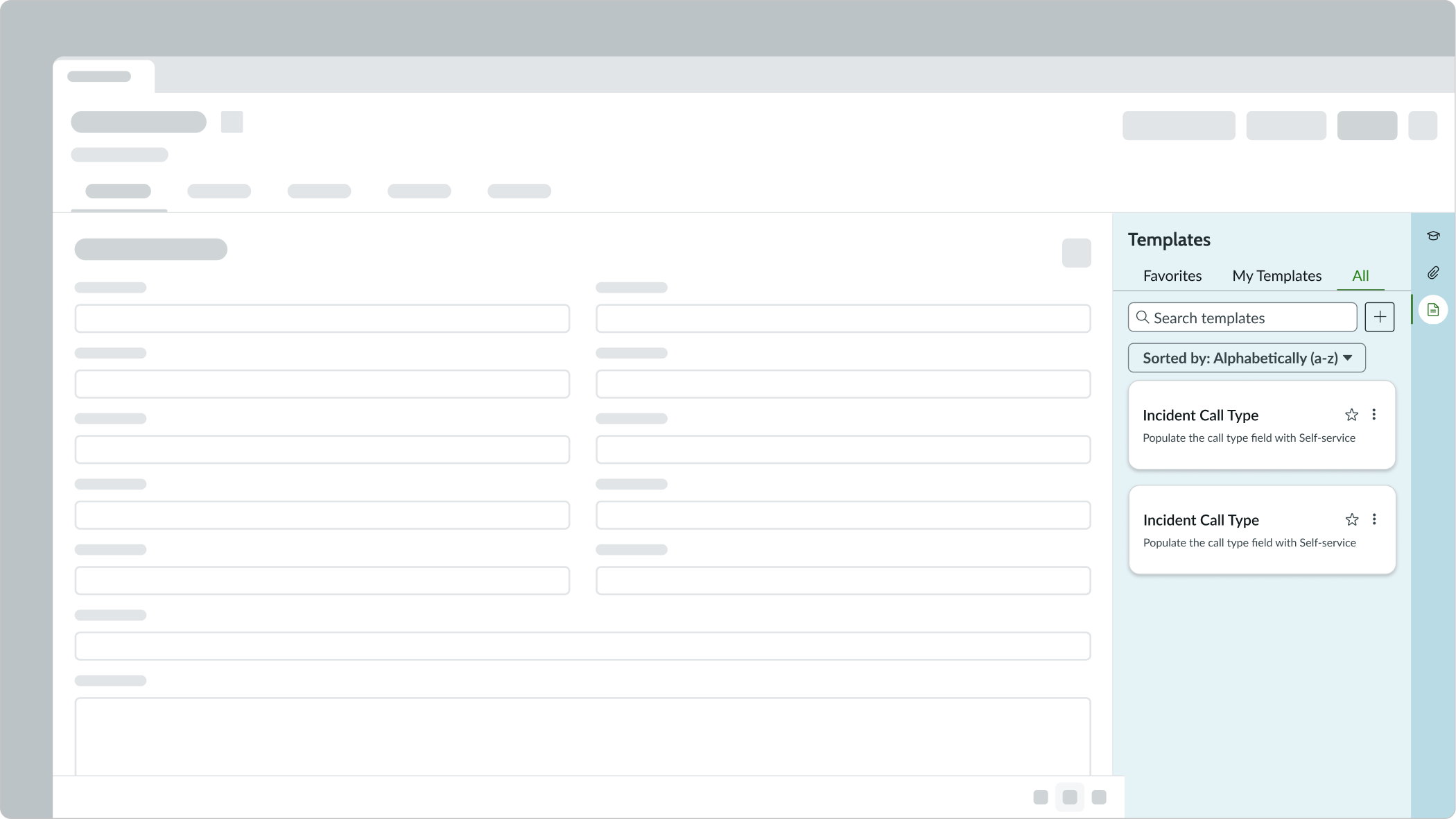 create new template in child tab
