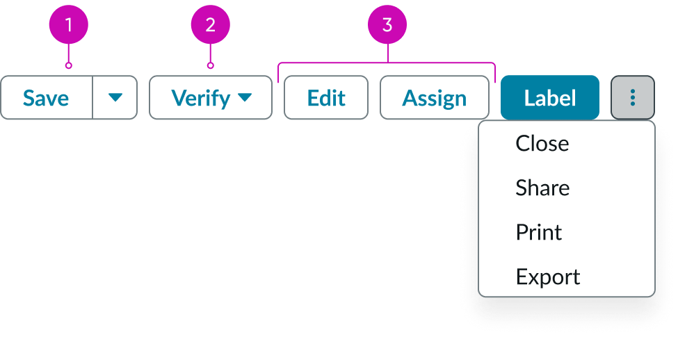 example of different button types in the action bar