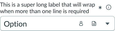 Shows component with wrapped label text