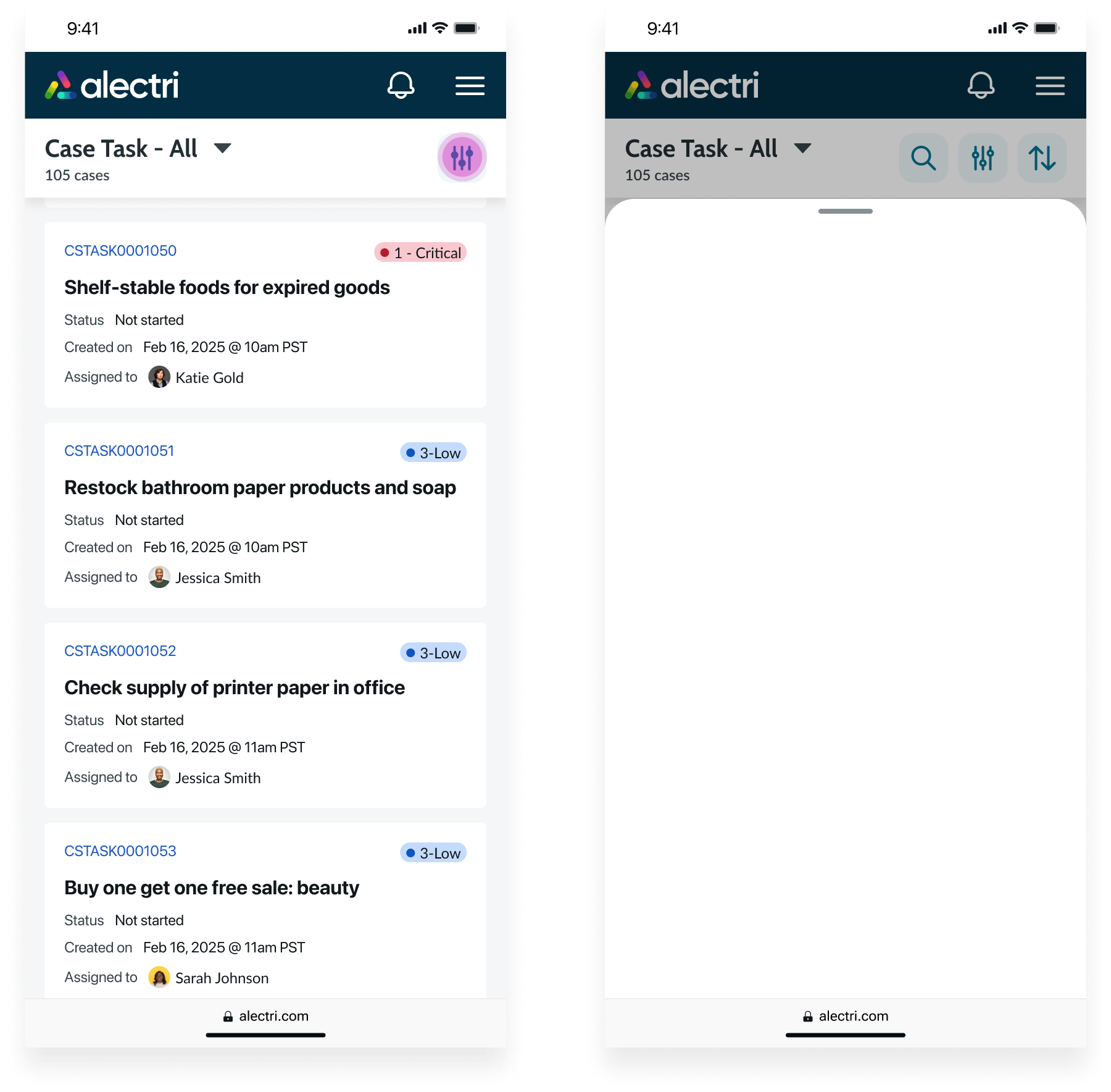 Example of sheet demonstrating the open behavior with a callout on the trigger button.