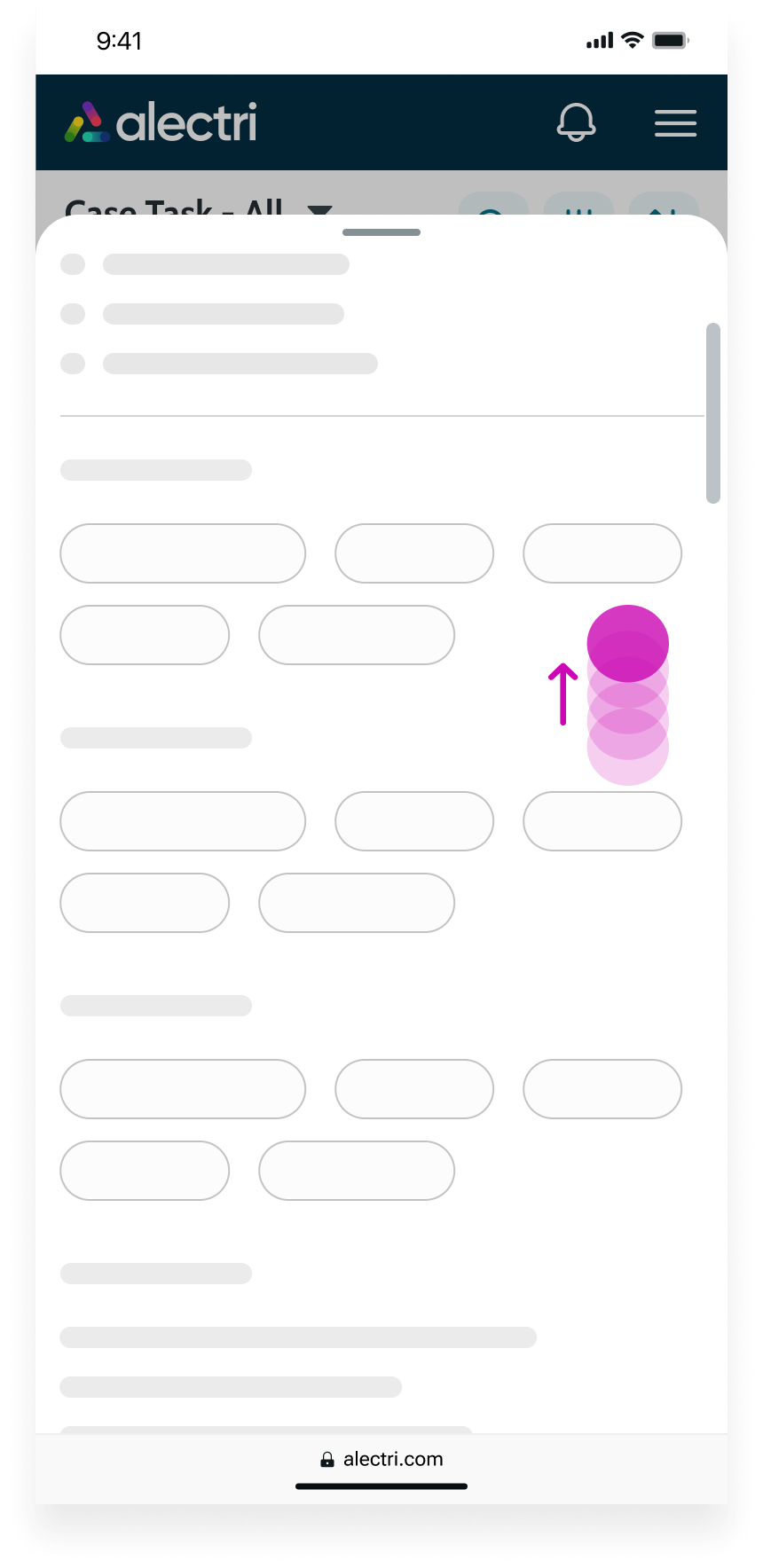 Example of sheet demonstrating overflow behavior; as the content exceeds the height of the sheet, the content is scrollable.