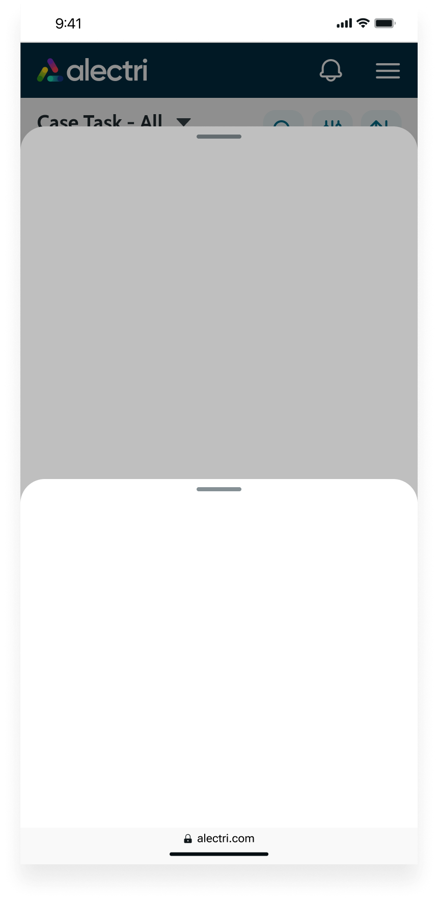 Example of nested sheets showing a child sheet, parent sheet, and overlay.